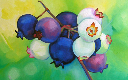 blueberries oil painting