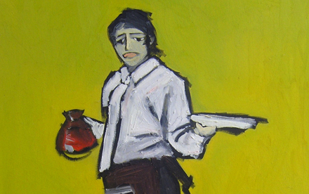 waitress oil painting